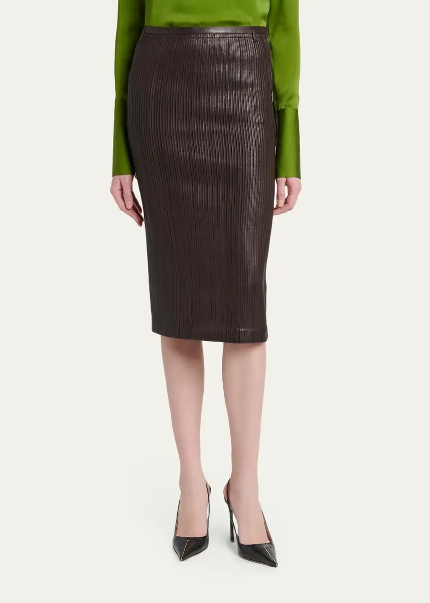 Tom Ford Fluted Leather Midi Skirt | Thumbnail 4 Tom Ford Fluted Leather Midi Skirt | Thumbnail 4