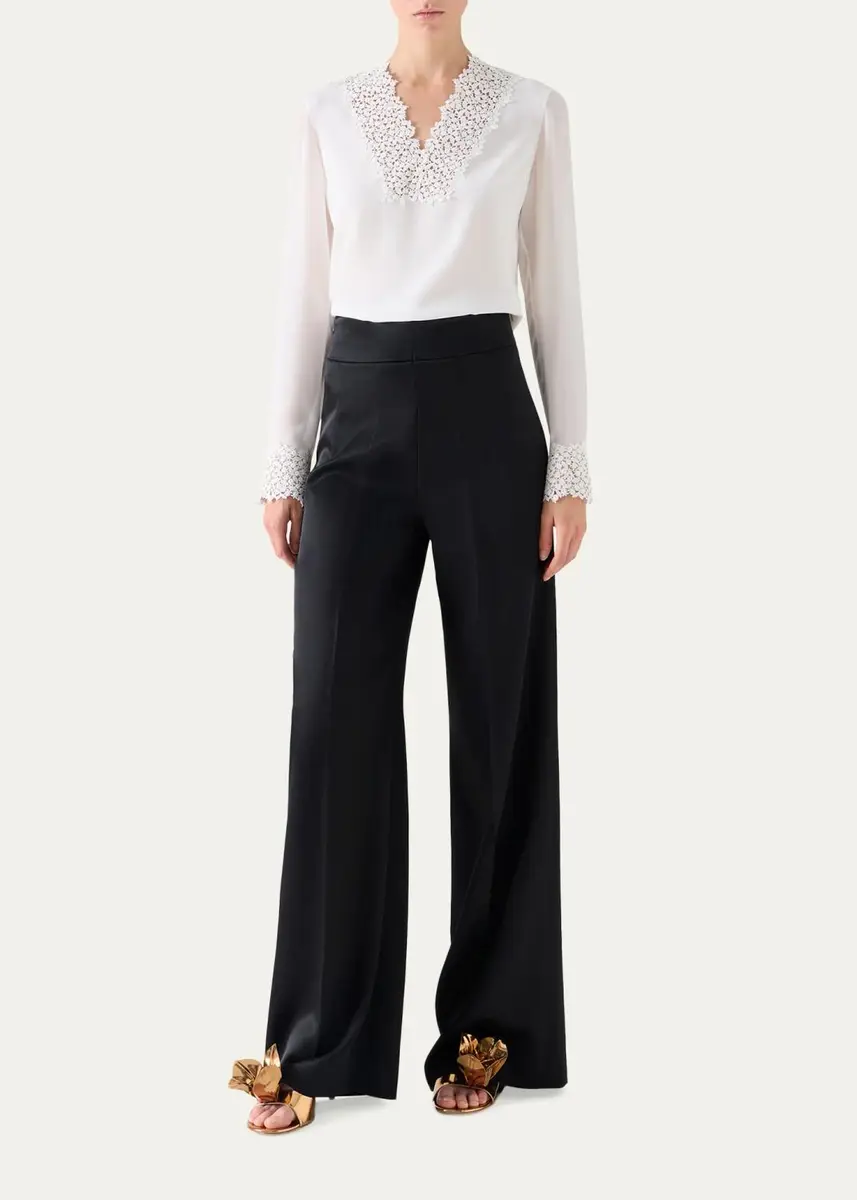Akris Lace V-Neck Long-Sleeve Blouse | Thumbnail 2 Akris Lace V-Neck Long-Sleeve Blouse | Thumbnail 2