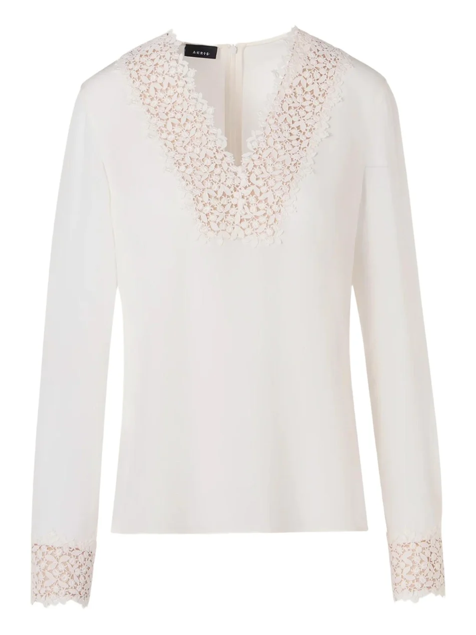 Lace V-Neck Long-Sleeve Blouse Lace V-Neck Long-Sleeve Blouse