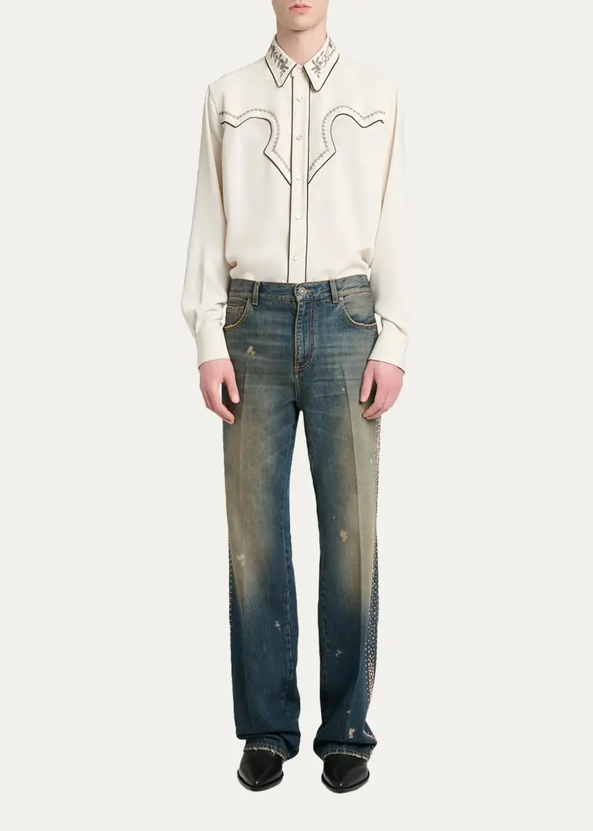 AMIRI Men's MA Fit Star Studded-Trim Jeans | Thumbnail 2