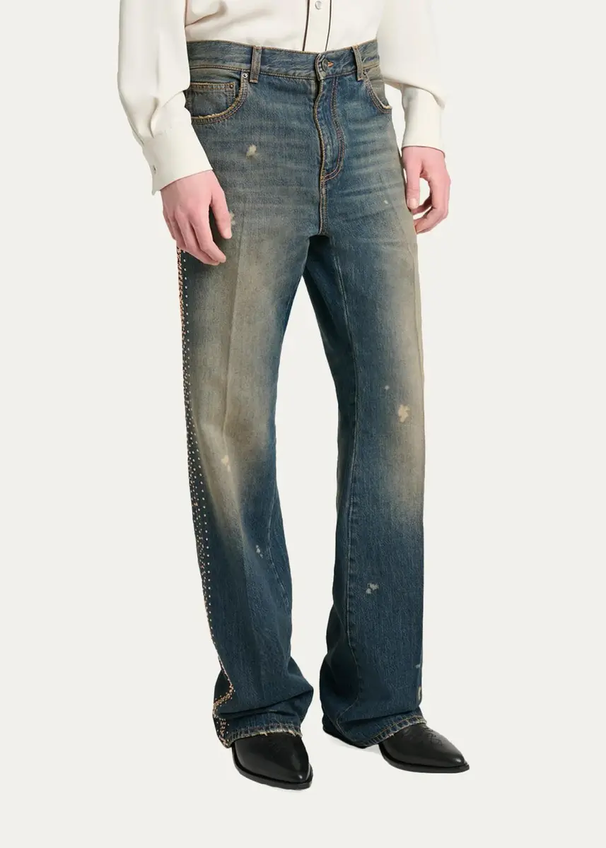 AMIRI Men's MA Fit Star Studded-Trim Jeans | Thumbnail 4