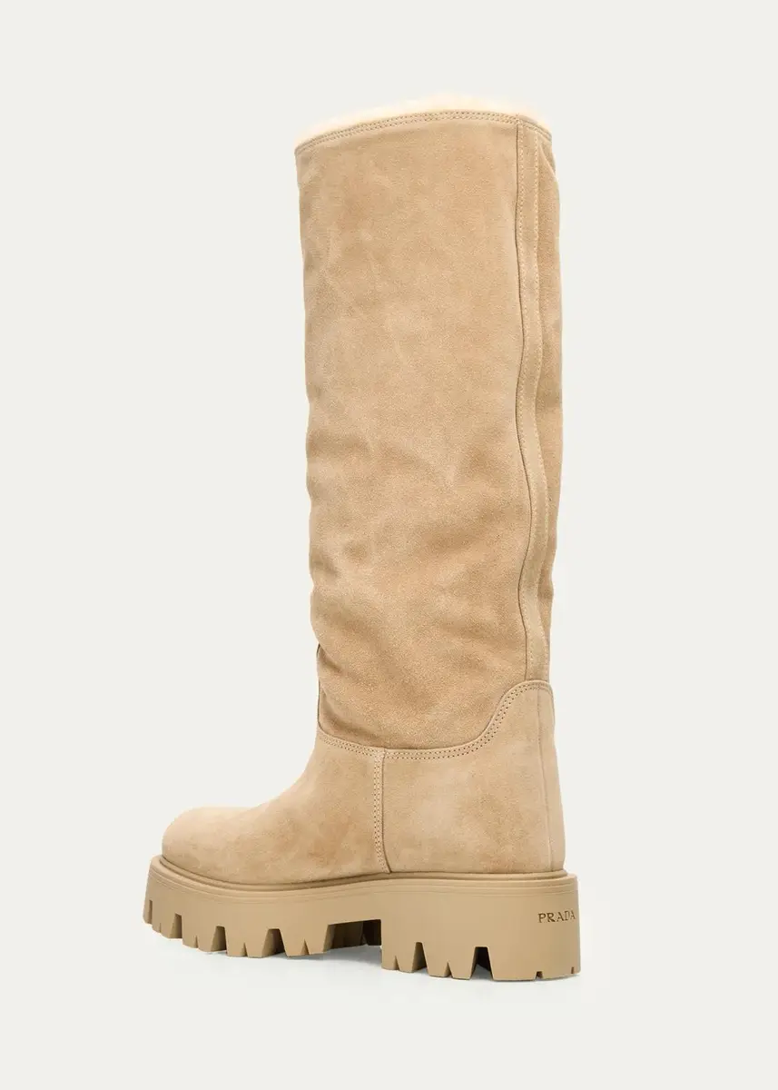 Prada 50mm Stride Suede Knee-High Boots | Thumbnail 4 Prada 50mm Stride Suede Knee-High Boots | Thumbnail 4