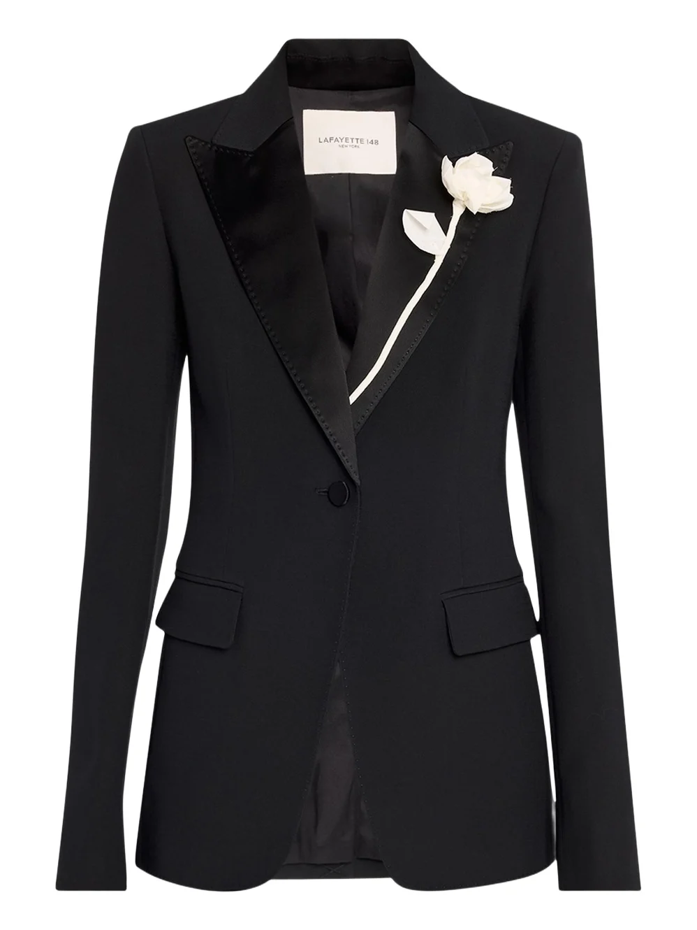 Lafayette 148 New York Floral Applique Peak-Lapel Blazer