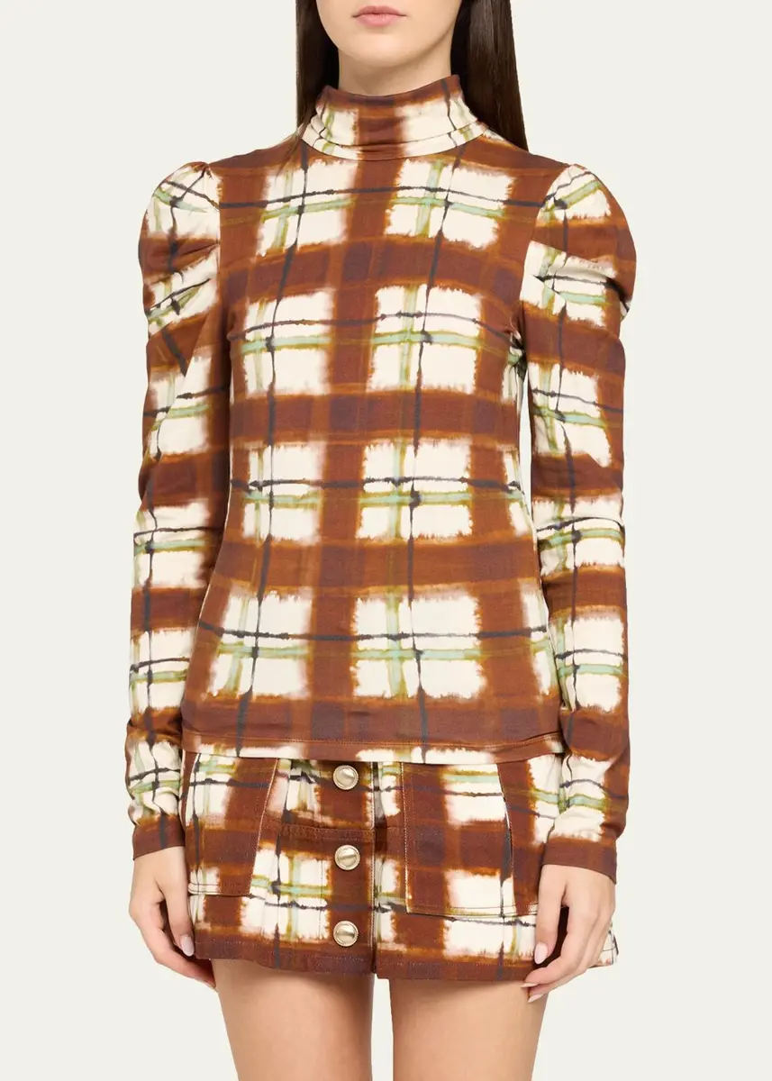 Cara Cara Chira Blurred Plaid Turtleneck Top | Thumbnail 4 Cara Cara Chira Blurred Plaid Turtleneck Top | Thumbnail 4