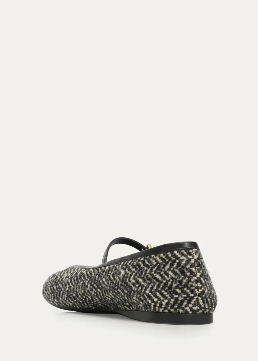 Prada Triangle Logo Tweed Chevron Mary Jane Ballerina Flats | Thumbnail 4