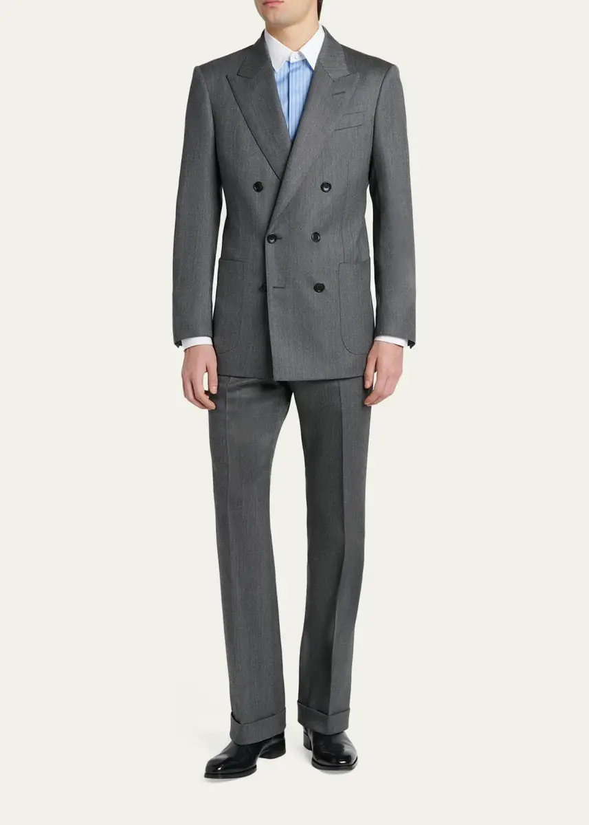 Tom Ford Men's Atticus Wool Melange Double-Breasted Sport Coat | Thumbnail 2 Tom Ford Men's Atticus Wool Melange Double-Breasted Sport Coat | Thumbnail 2