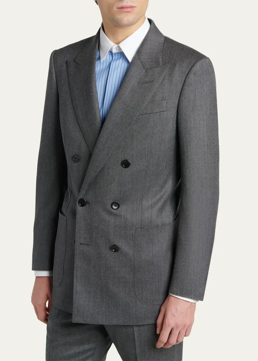 Tom Ford Men's Atticus Wool Melange Double-Breasted Sport Coat | Thumbnail 4 Tom Ford Men's Atticus Wool Melange Double-Breasted Sport Coat | Thumbnail 4