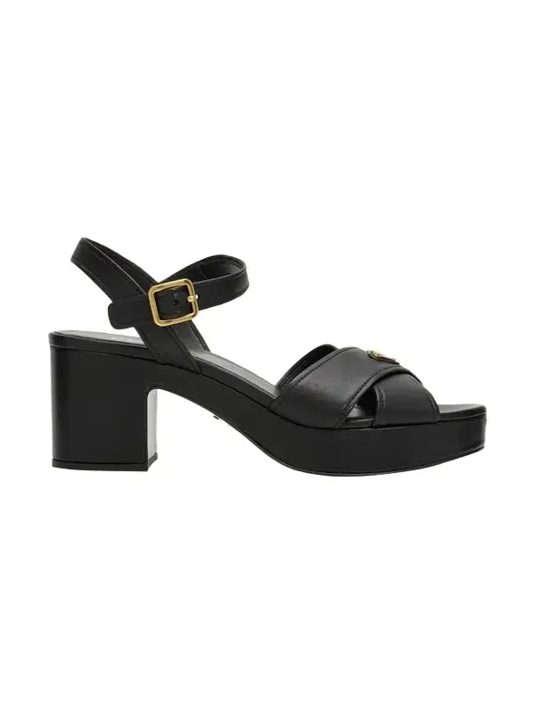 65mm Triangle Logo Crisscross Leather Platform Sandals 65mm Triangle Logo Crisscross Leather Platform Sandals