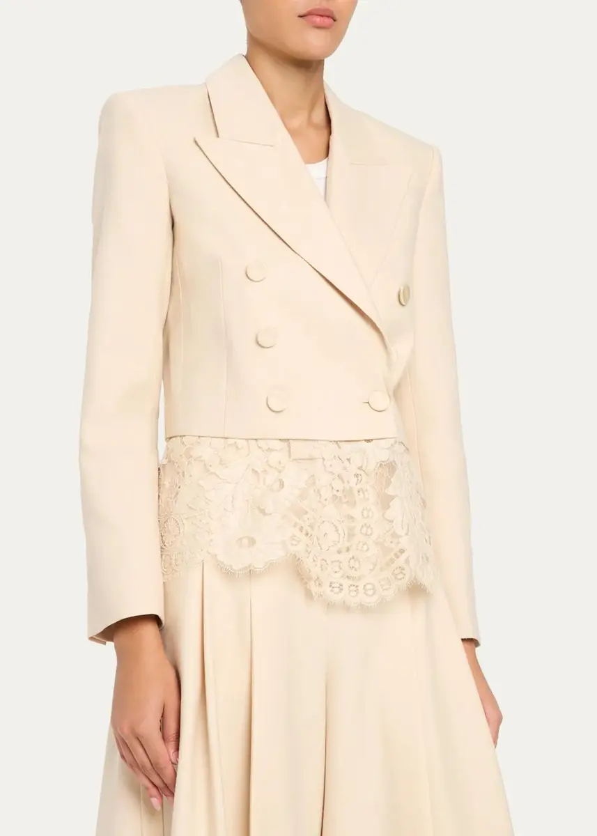 Zimmermann Lace-Trim Wool-Blend Double-Breasted Jacket | Thumbnail 4