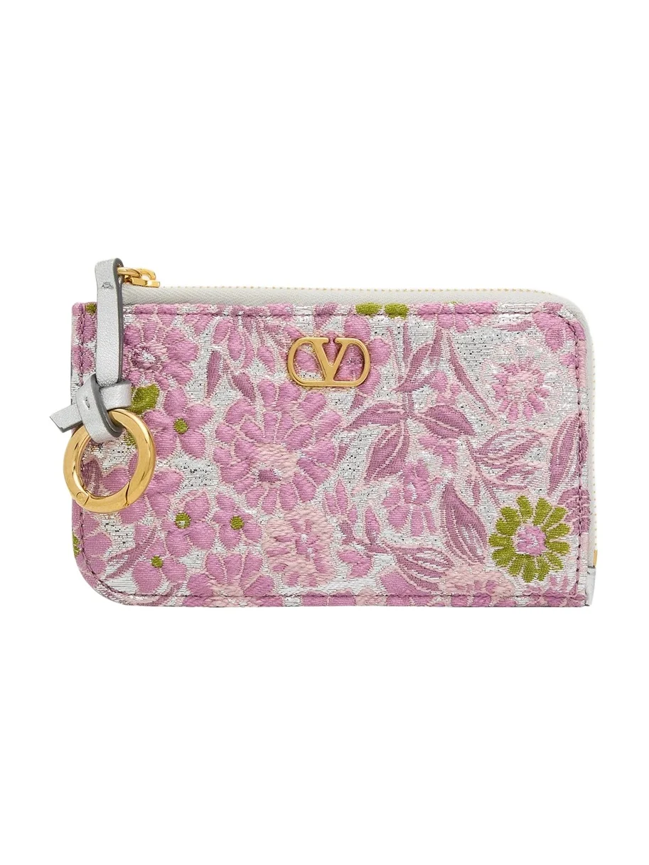 Valentino Garavani VLogo Metallic Floral Coin Purse