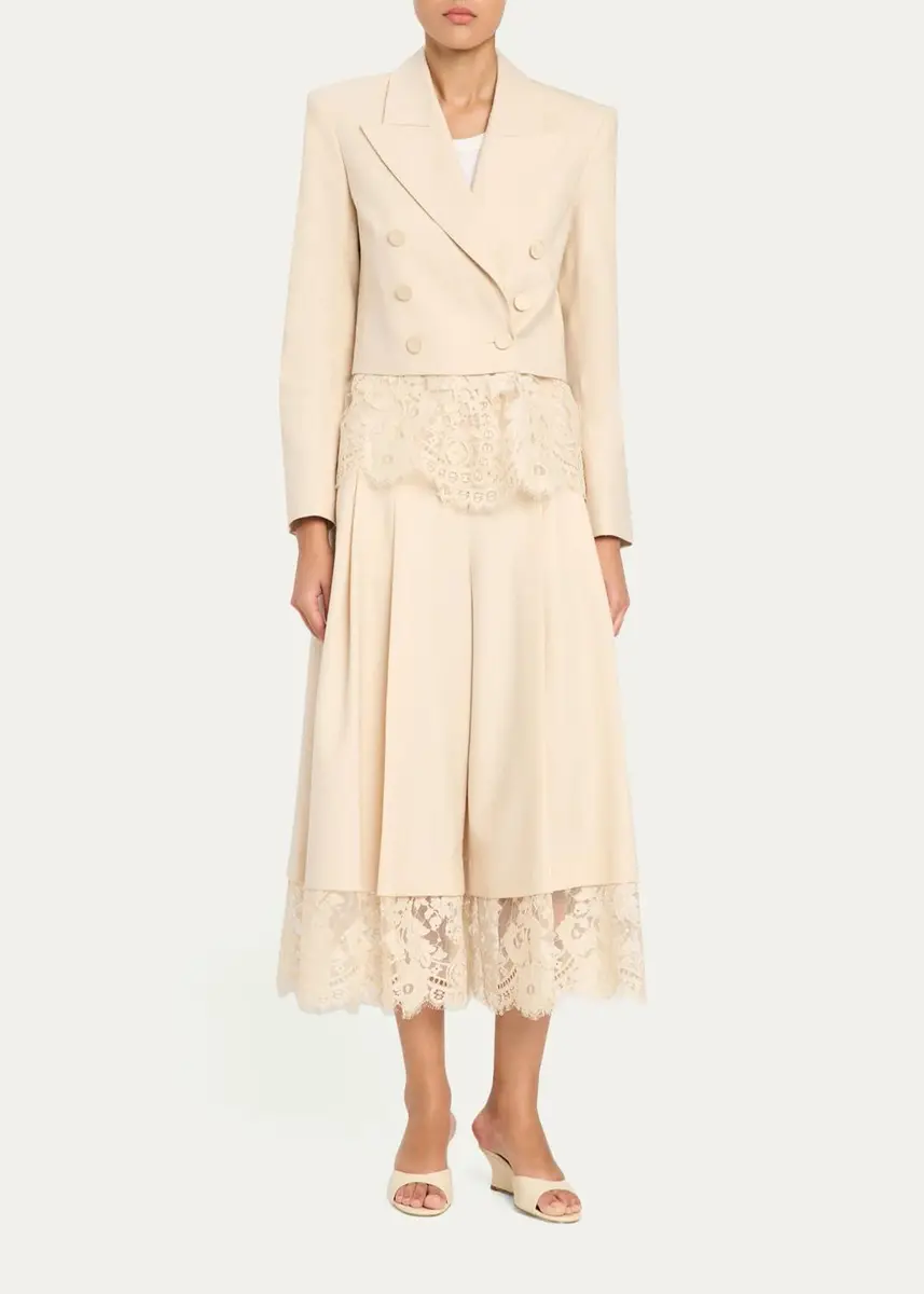 Zimmermann Valiant Lace-Hem Stretch-Wool Skirt | Thumbnail 2