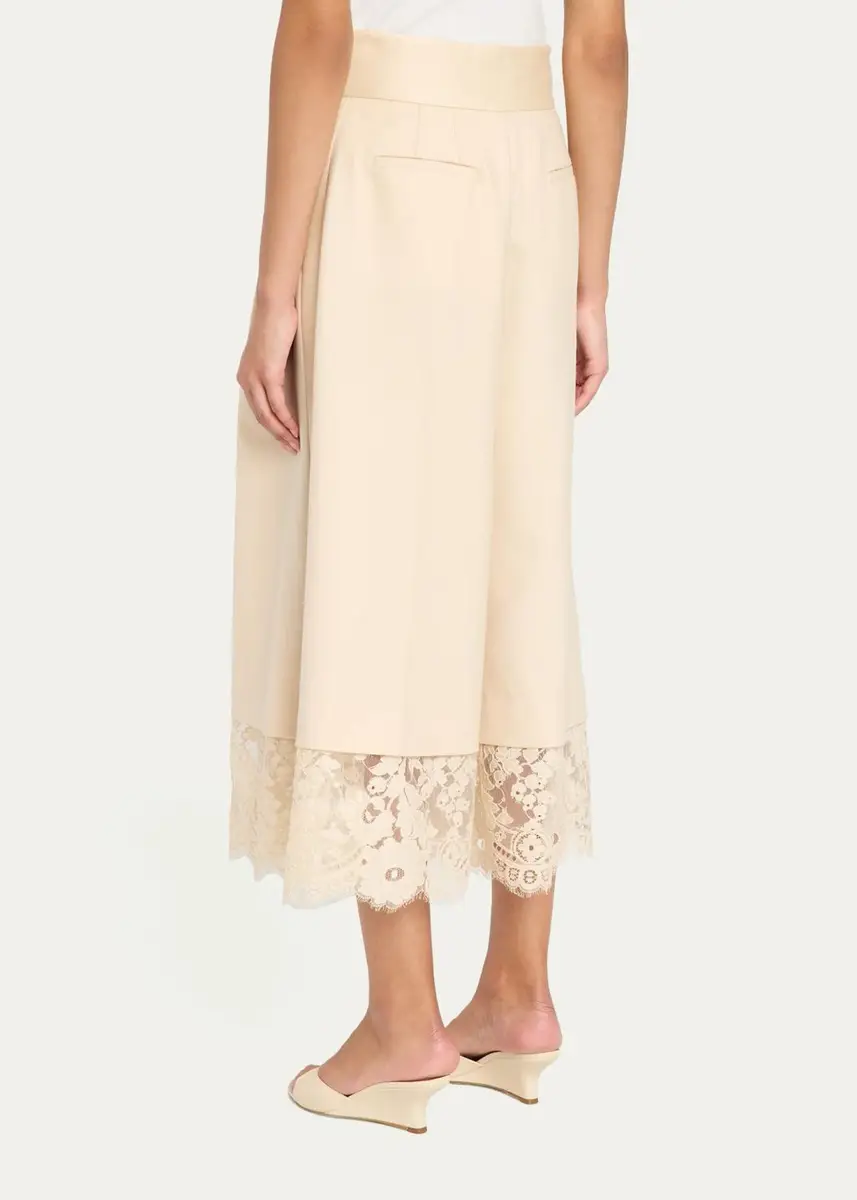 Zimmermann Valiant Lace-Hem Stretch-Wool Skirt | Thumbnail 3
