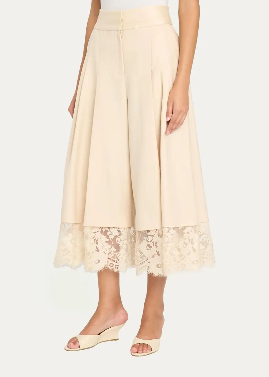 Zimmermann Valiant Lace-Hem Stretch-Wool Skirt | Thumbnail 4