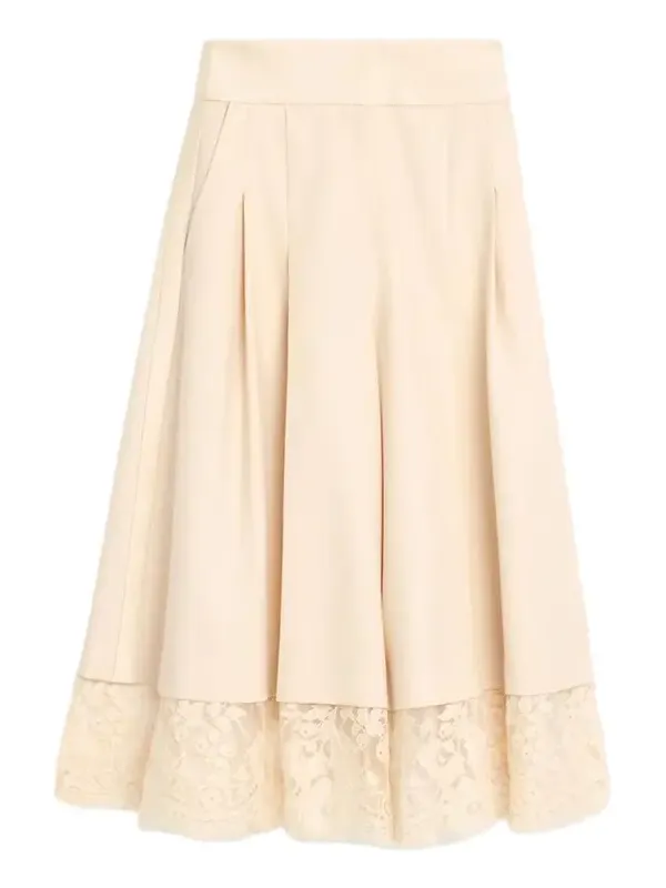 Valiant Lace-Hem Stretch-Wool Skirt