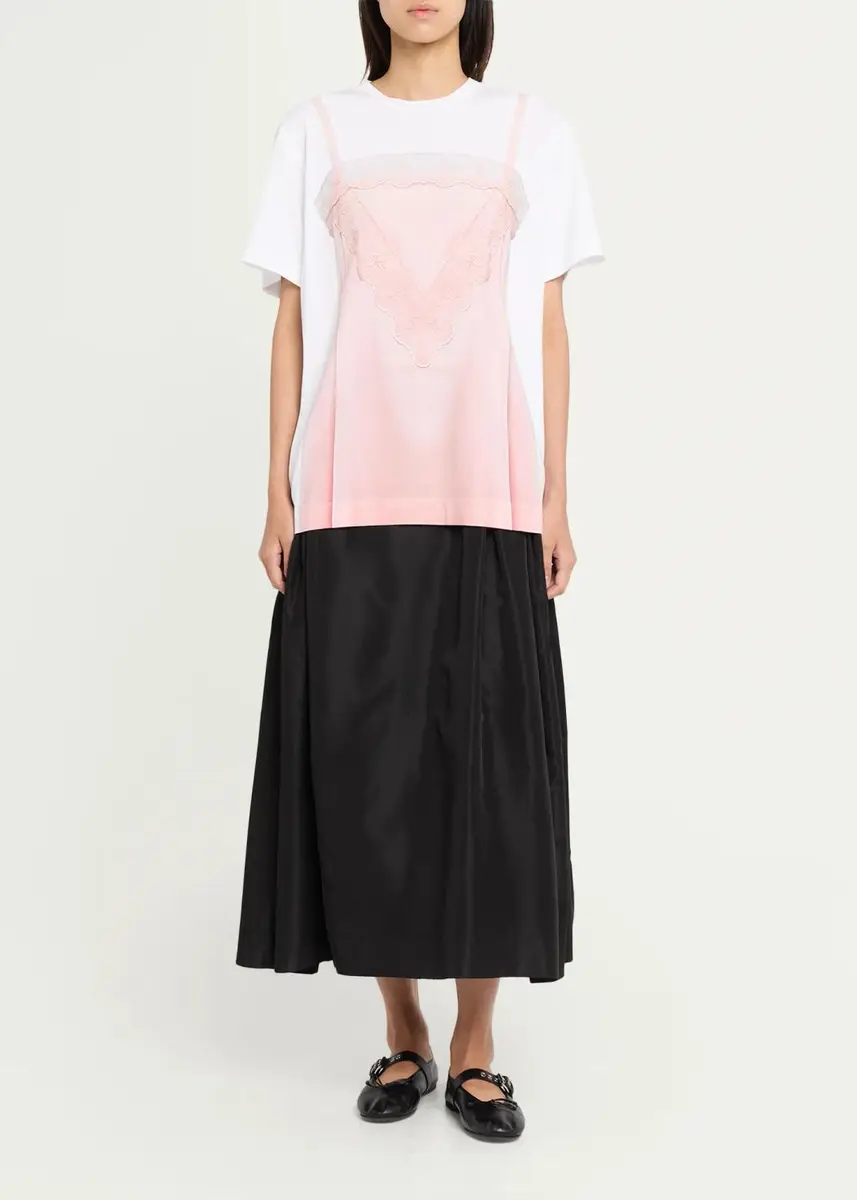 Simone Rocha Slip Dress Trompe L'oeil Print Short-Sleeve T-Shirt | Thumbnail 2 Simone Rocha Slip Dress Trompe L'oeil Print Short-Sleeve T-Shirt | Thumbnail 2