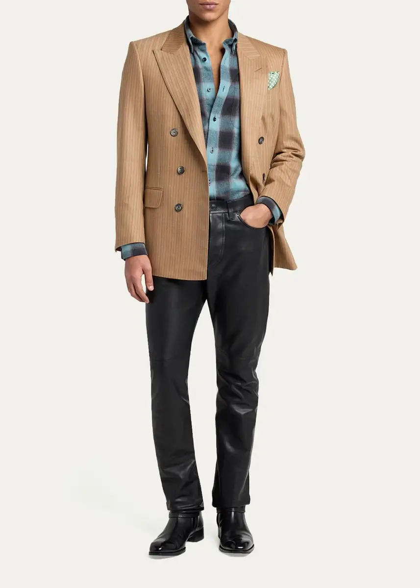 Tom Ford Men's Brushed Flannel Check Button-Down Shirt | Thumbnail 2 Tom Ford Men's Brushed Flannel Check Button-Down Shirt | Thumbnail 2