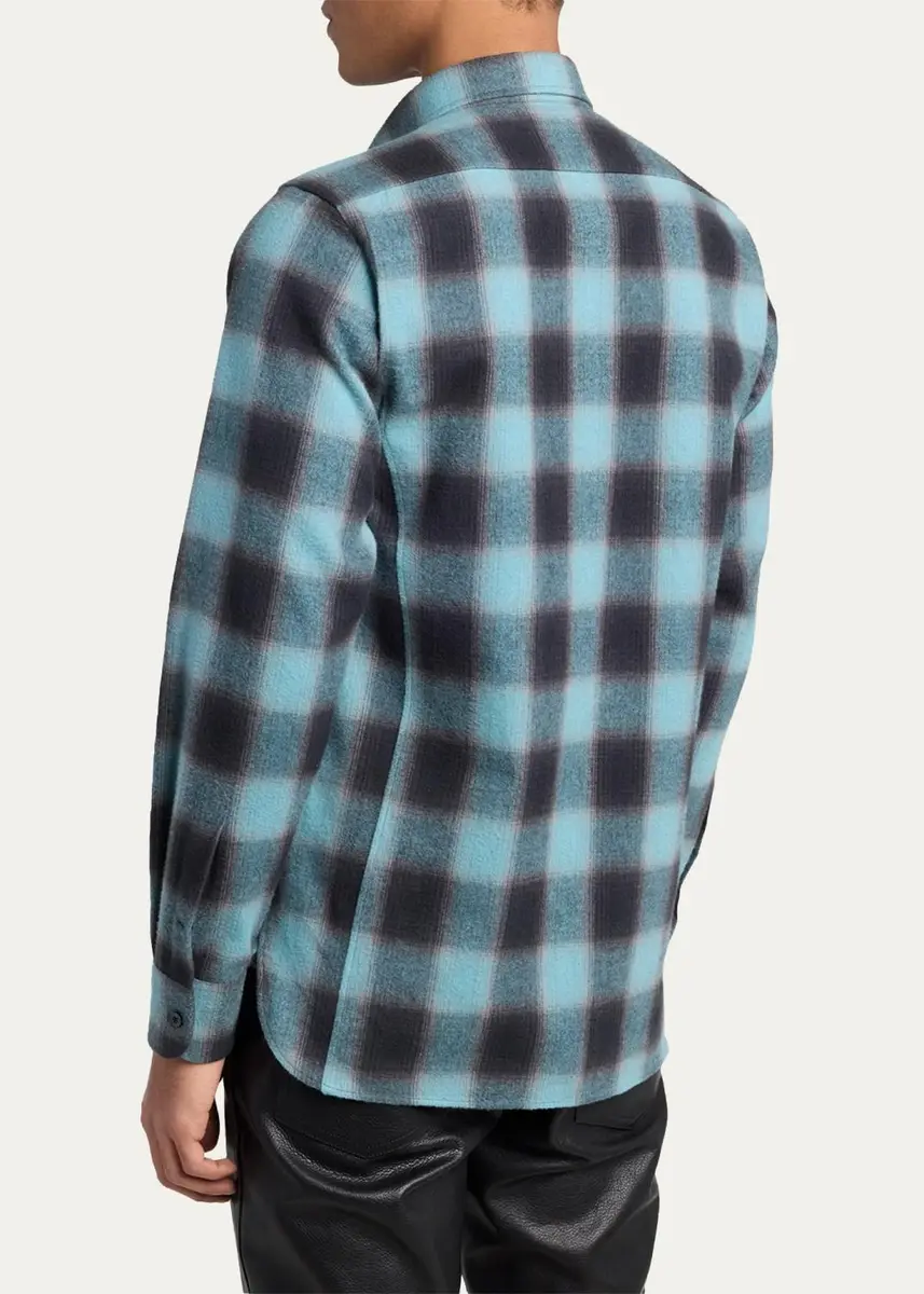 Tom Ford Men's Brushed Flannel Check Button-Down Shirt | Thumbnail 3 Tom Ford Men's Brushed Flannel Check Button-Down Shirt | Thumbnail 3