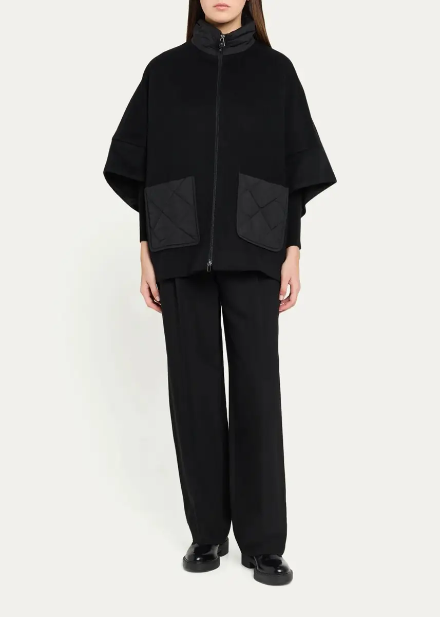 Cinzia Rocca Wool Cape with Quilted Pockets | Thumbnail 2