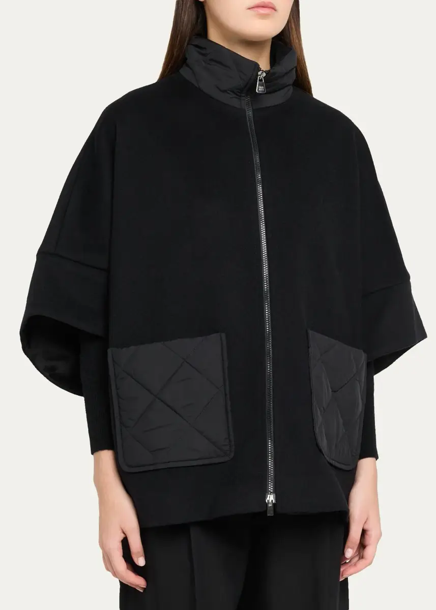 Cinzia Rocca Wool Cape with Quilted Pockets | Thumbnail 4