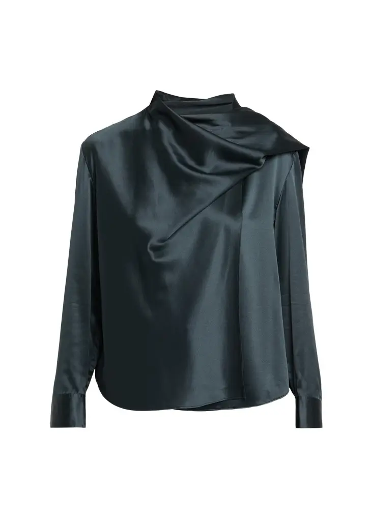 A.L.C. Nadine Draped Silk Scarf Top
