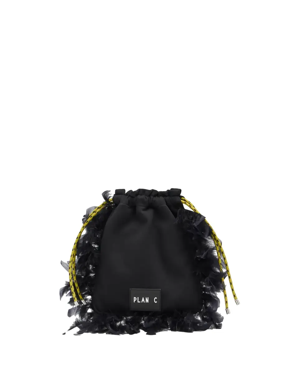 Plan C Fleece & Feather Drawstring Pouch Bag | Thumbnail 2