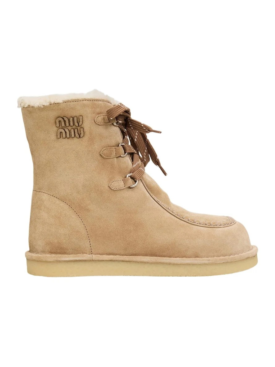 Suede Shearling-Lined Ankle Boots