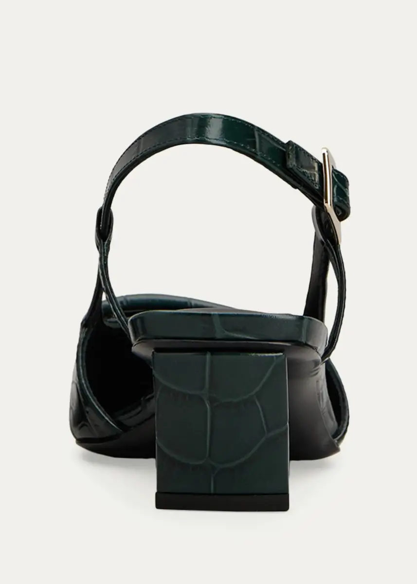 Roger Vivier Belle Vivier 45MM Croc-Embossed Leather Slingback Pumps | Thumbnail 2