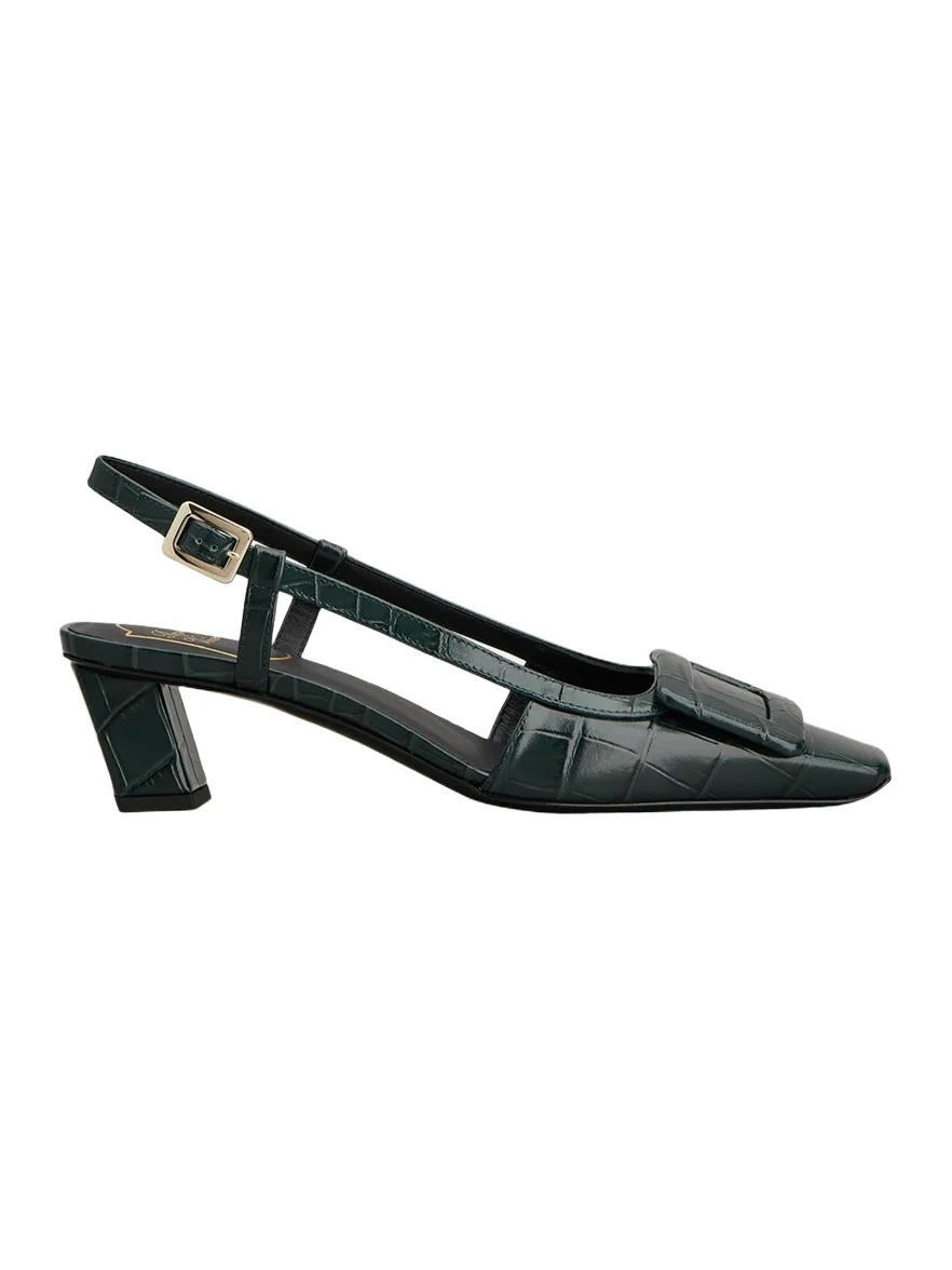 Roger Vivier Belle Vivier 45MM Croc-Embossed Leather Slingback Pumps