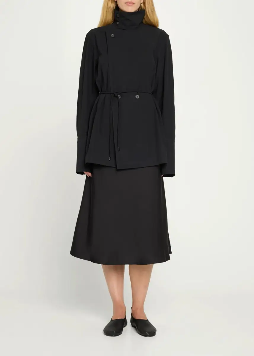 Issey Miyake Monsieur Belted Cotton Poplin Double-Breasted Shirt | Thumbnail 2 Issey Miyake Monsieur Belted Cotton Poplin Double-Breasted Shirt | Thumbnail 2