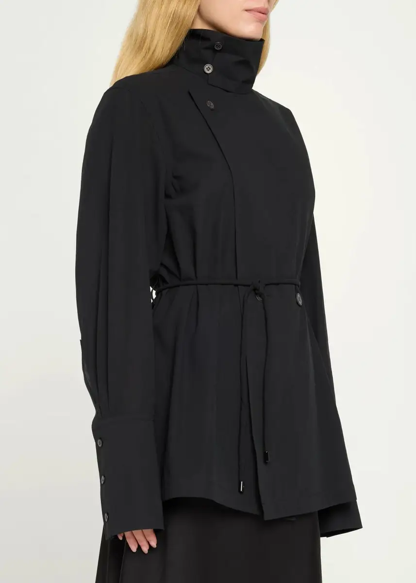 Issey Miyake Monsieur Belted Cotton Poplin Double-Breasted Shirt | Thumbnail 4 Issey Miyake Monsieur Belted Cotton Poplin Double-Breasted Shirt | Thumbnail 4