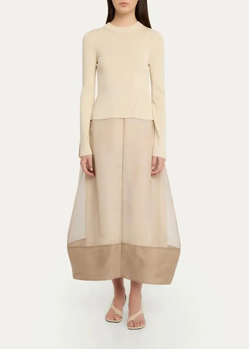 Simkhai Maril Mixed Media Bubble Midi Dress | Thumbnail 2 Simkhai Maril Mixed Media Bubble Midi Dress | Thumbnail 2
