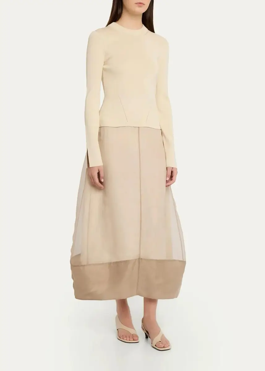Simkhai Maril Mixed Media Bubble Midi Dress | Thumbnail 4 Simkhai Maril Mixed Media Bubble Midi Dress | Thumbnail 4