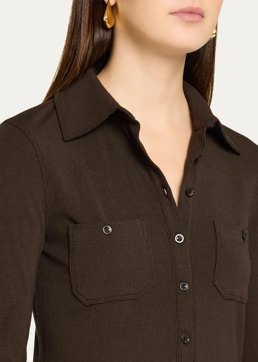 Frame The Pocket Rib-Knit Polo Shirt | Thumbnail 5 Frame The Pocket Rib-Knit Polo Shirt | Thumbnail 5