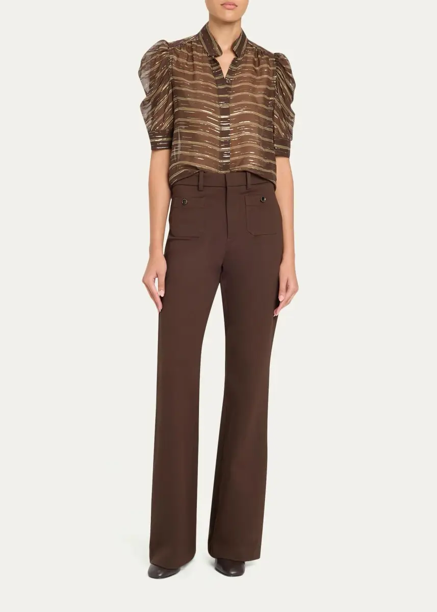 Frame The Gillian Striped Silk-Blend Top | Thumbnail 2 Frame The Gillian Striped Silk-Blend Top | Thumbnail 2