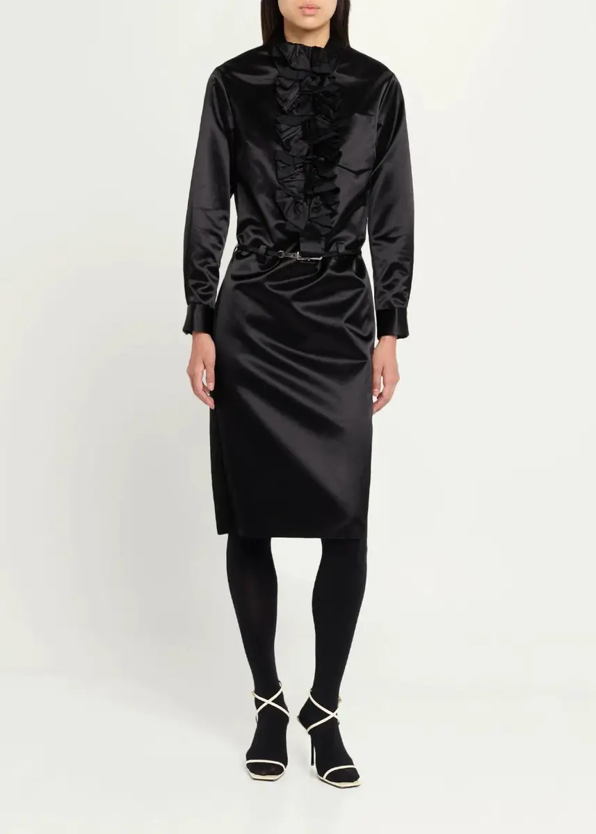 Marc Jacobs Runway Ruffled Satin Knee-Length Dress | Thumbnail 4 Marc Jacobs Runway Ruffled Satin Knee-Length Dress | Thumbnail 4