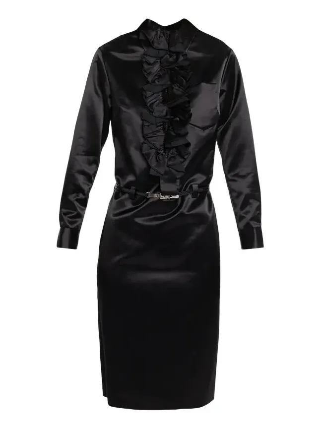Ruffled Satin Knee-Length Dress Ruffled Satin Knee-Length Dress