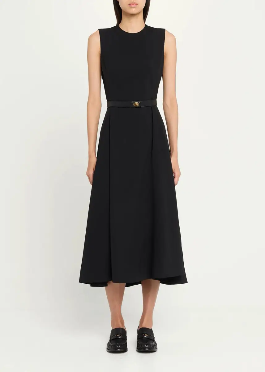 Burberry Amelia Sleeveless Belted Wool Twill Midi Dress | Thumbnail 2 Burberry Amelia Sleeveless Belted Wool Twill Midi Dress | Thumbnail 2