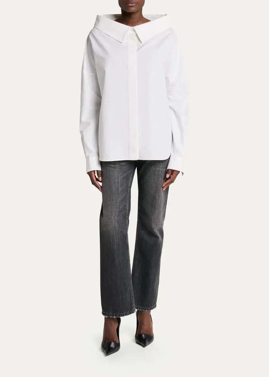 Balenciaga Stola Oversized-Collar Poplin Shirt | Thumbnail 2 Balenciaga Stola Oversized-Collar Poplin Shirt | Thumbnail 2