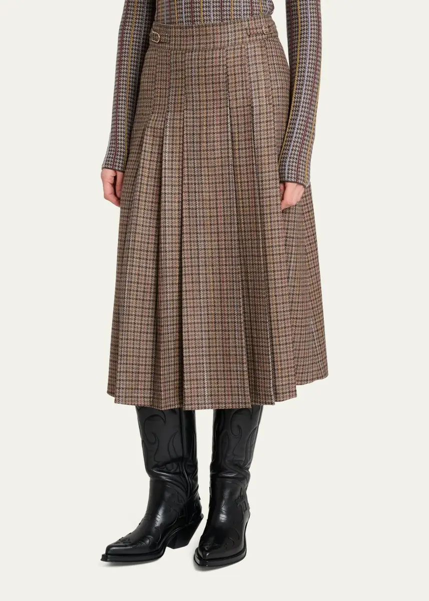 Gabriela Hearst Wesley Houndstooth Pleated Midi Skirt | Thumbnail 4 Gabriela Hearst Wesley Houndstooth Pleated Midi Skirt | Thumbnail 4