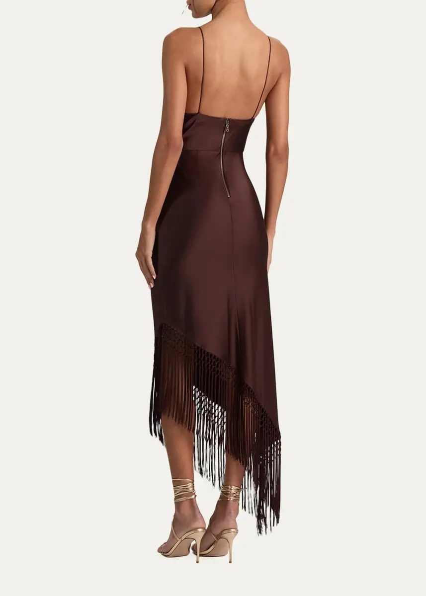 Alice + Olivia Harmony Drapey Slip Fringe Midi Dress | Thumbnail 3 Alice + Olivia Harmony Drapey Slip Fringe Midi Dress | Thumbnail 3