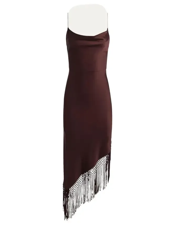 Harmony Drapey Slip Fringe Midi Dress Harmony Drapey Slip Fringe Midi Dress