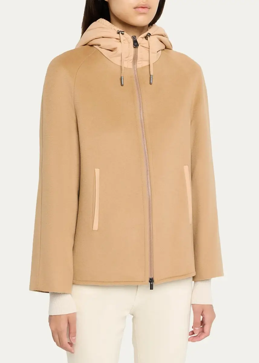 Cinzia Rocca Short Wool Jacket with Quilted Hood and Back | Thumbnail 4 Cinzia Rocca Short Wool Jacket with Quilted Hood and Back | Thumbnail 4