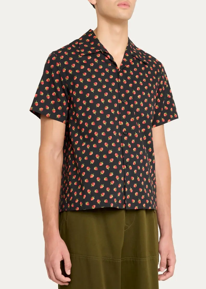 JW Anderson Strawberry-Print Cotton Camp Shirt | Thumbnail 4 JW Anderson Strawberry-Print Cotton Camp Shirt | Thumbnail 4