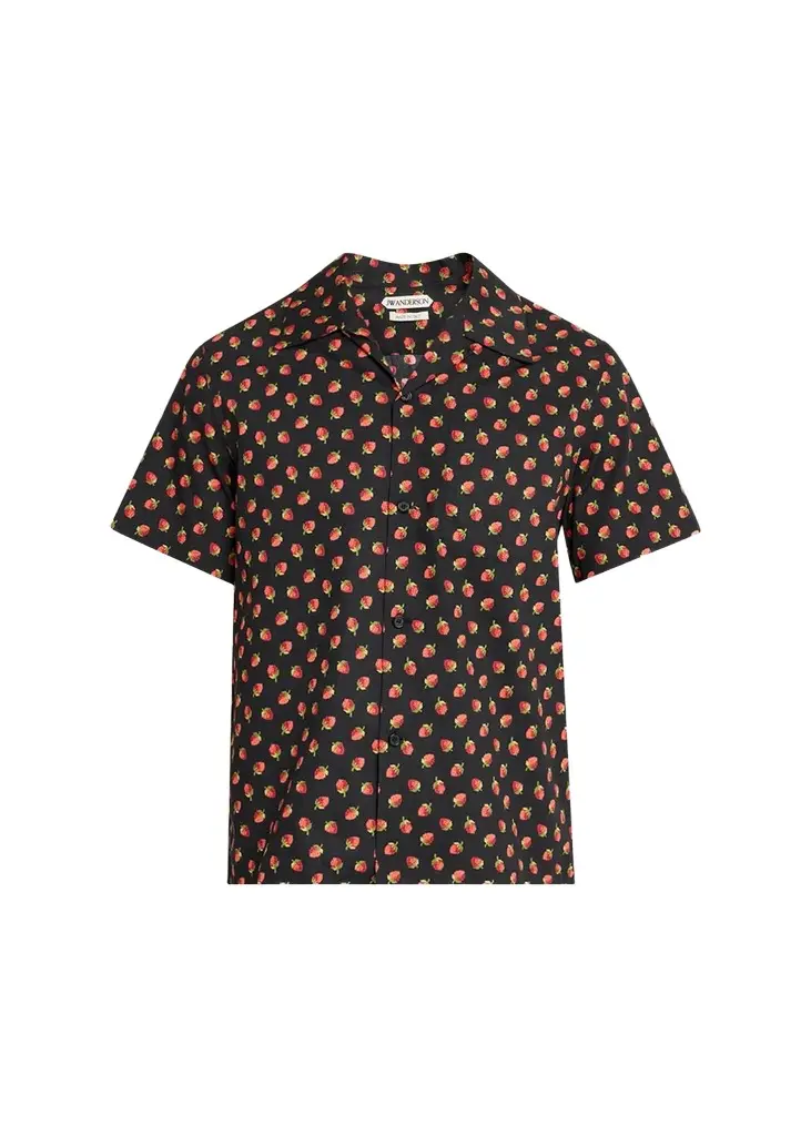 JW Anderson Strawberry-Print Cotton Camp Shirt