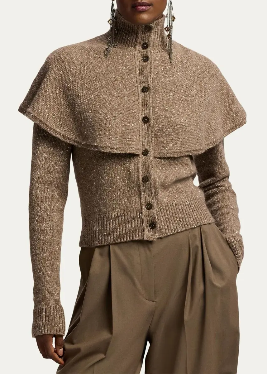 Ralph Lauren Collection Cashmere Donegal Cape Cardigan Sweater | Thumbnail 4