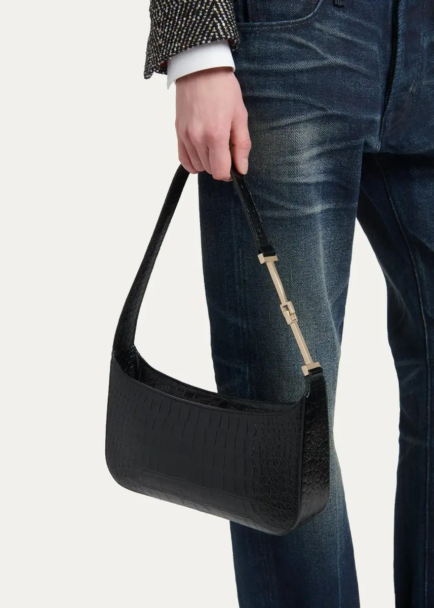 Tom Ford Arc Small Croc-Embossed Leather Shoulder Bag | Thumbnail 2 Tom Ford Arc Small Croc-Embossed Leather Shoulder Bag | Thumbnail 2