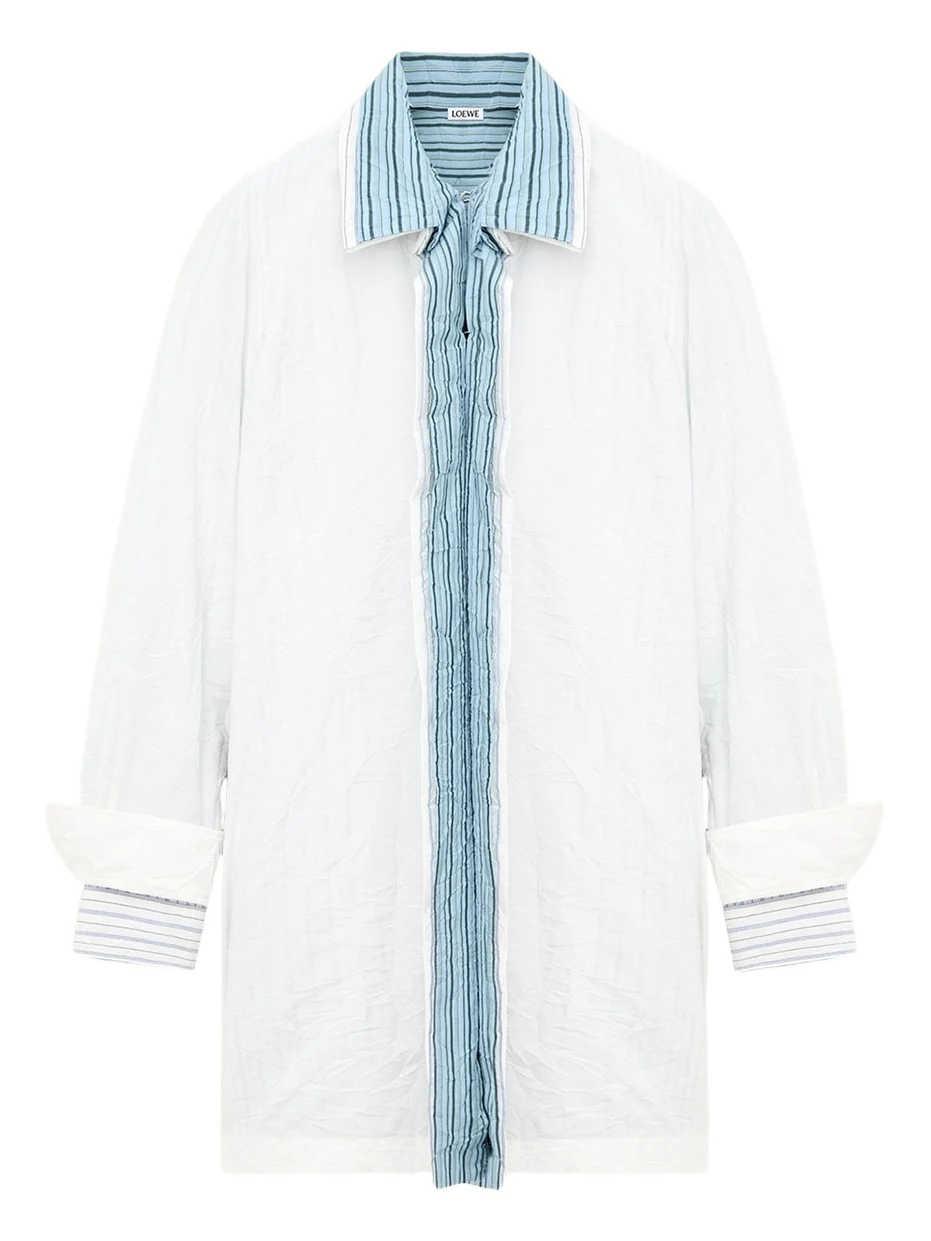 Loewe Crinkled Cotton Poplin Layered Mini Shirtdress