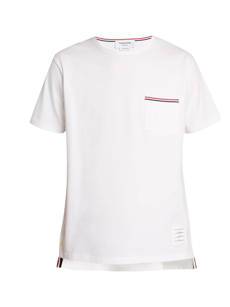 Thom Browne Short-Sleeve Logo Pocket T-Shirt