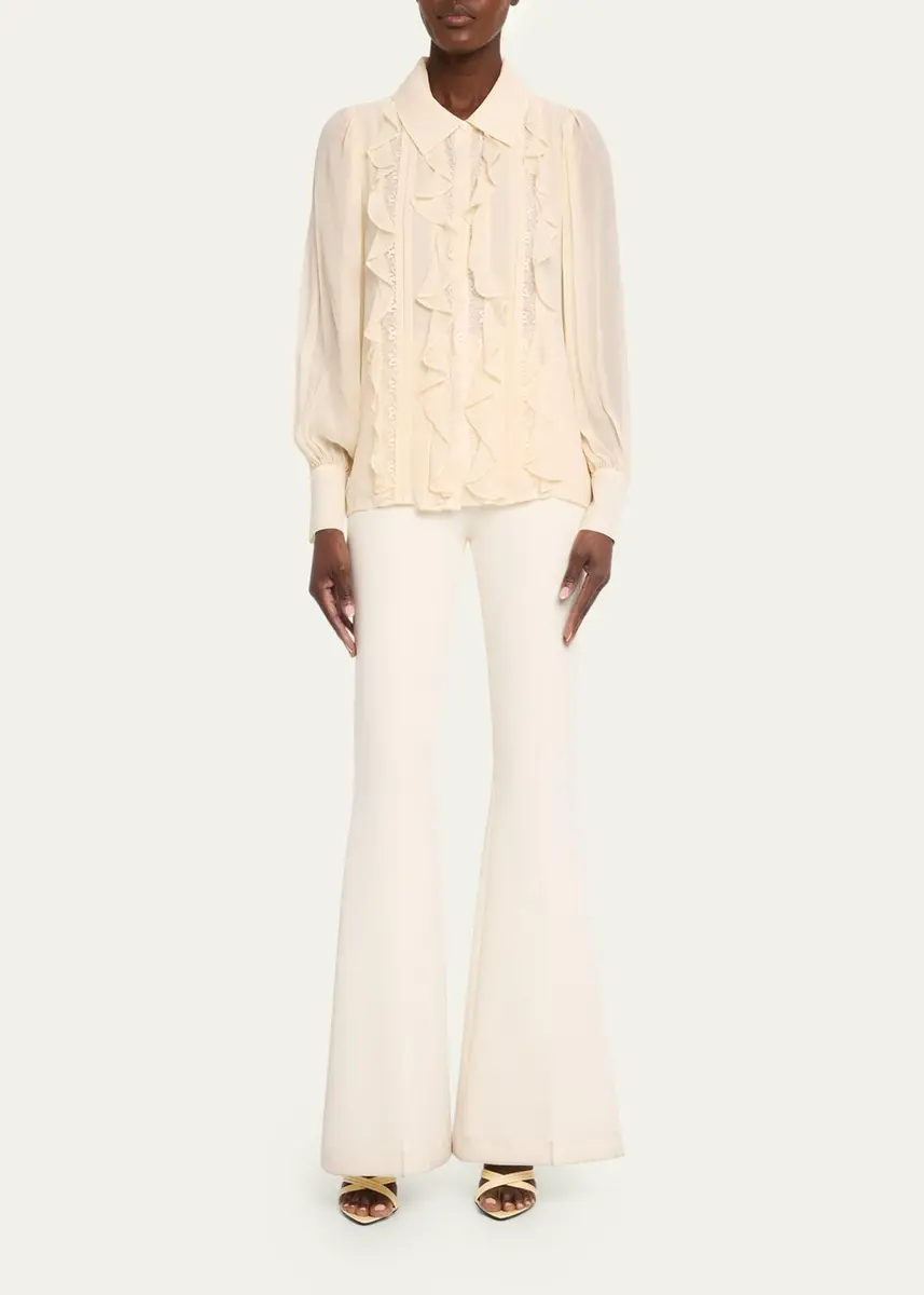 Ramy Brook Claire Ruffle Blouson-Sleeve Silk Blouse | Thumbnail 2 Ramy Brook Claire Ruffle Blouson-Sleeve Silk Blouse | Thumbnail 2