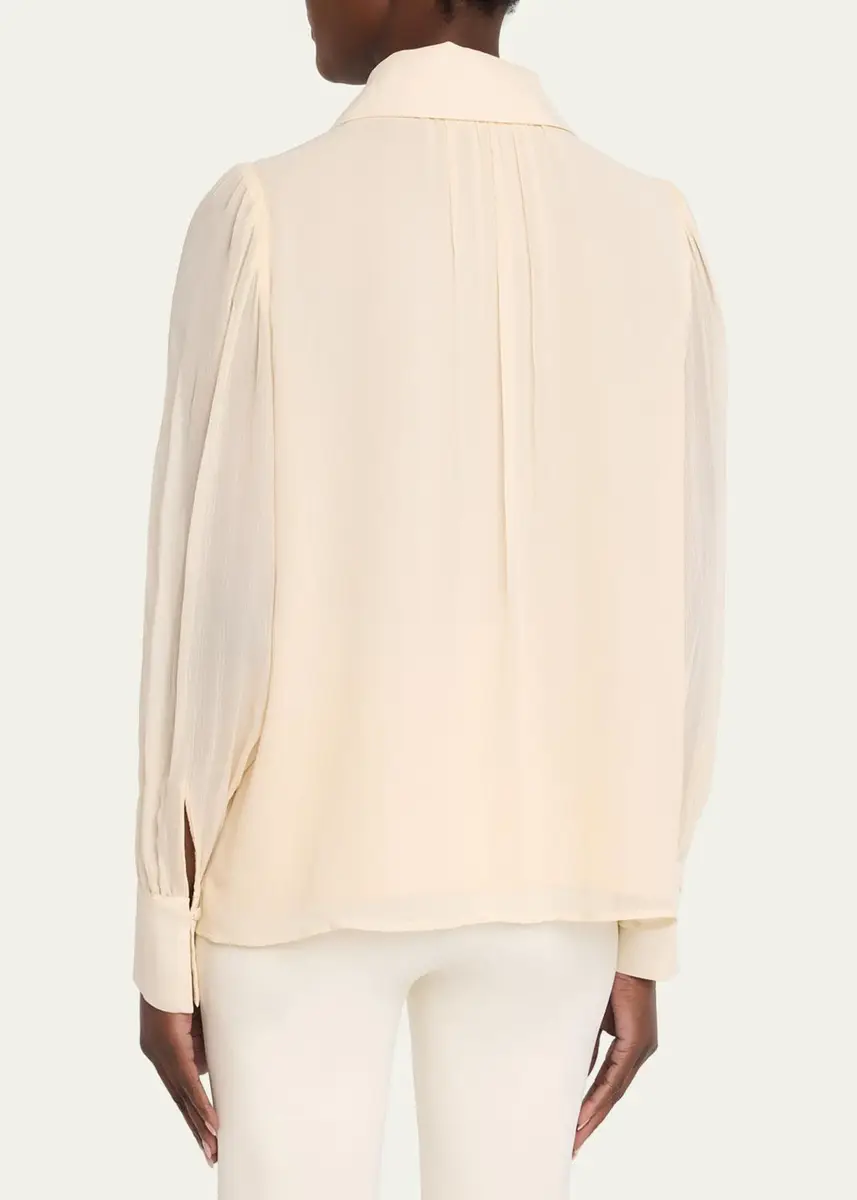 Ramy Brook Claire Ruffle Blouson-Sleeve Silk Blouse | Thumbnail 3 Ramy Brook Claire Ruffle Blouson-Sleeve Silk Blouse | Thumbnail 3